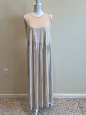 NWT Southern Cotton Cream Colored Sleeveless Maxi Dress Sz L